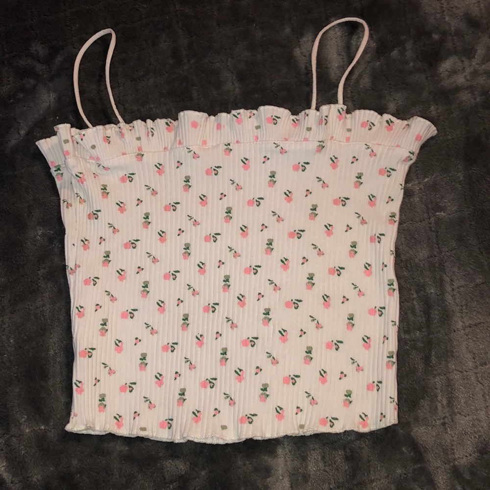 White Floral Tank Crop Top